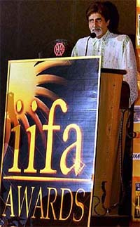 Amitabh Bachchan speaks during a press conference at Genting, near Kuala Lumpur