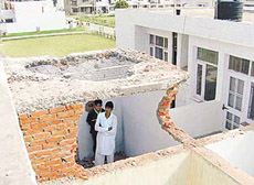 Unauthorised construction in Sector 38 (west), which was demolished by the Chandigarh Housing Board on Friday.