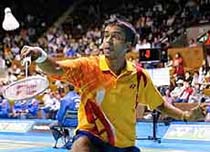 Pulella Gopichand of India eyes on the shuttlecock