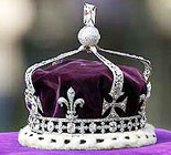 The crown of the Queen Mother with the Kohinoor diamond on top of her coffin which was taken in procession on Friday.
