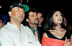 Music director Anu Malik, cine stars Anil Kapoor and Shilpa Shetty on the occasion of the music release