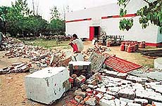 Cylinders lie in the open after the boundary wall of the godown in Sector 49 storing LPG cylinders of Sunshine Gas Company of Sector 44 was demolished on Saturday.