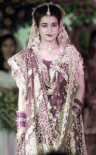 A model wears an Indian bridal dress