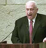 Israeli Prime Minister Ariel Sha-ron addresses the Knesset (Parliament) on Monday.