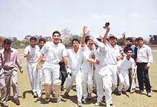 The jubilant Tribune XI team after winning the first Inder-Media Cricket Tournament in Chandigarh on Tuesday.