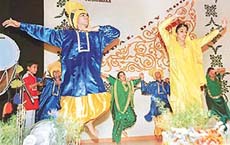 Students perform �bhangra� during the annual-day function of the Food Craft Institute in Chandigarh on Tuesday.