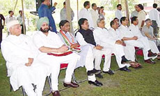 Congress ruled state Chief Ministers attend their party President Sonia Gandhi's Press conference