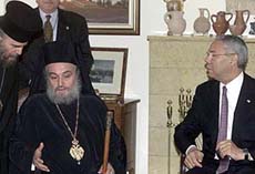 S Secretary of State Colin Powell attends a meeting