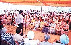 Bank employees at a protest rally during a nationwide strike