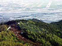 An aerial photo of the crash site