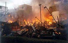 A devastating fire that broke out in a in Behrampada slums