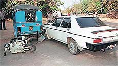 The car in which the Punjab Revenue Minister was travelling