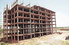 CIRCUMVENTING THE LAW: This building in Sarangpur village beyond the PGI will soon be the tallest in the UT and not governed by bylaws, as it is not within the city limits.