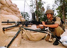 A BSF jawan keeps a vigil