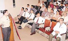 Prof Y.K. Batra addresses participants at the two-day workshop on Trauma and disaster management� at PGI in Chandigarh on Saturday.