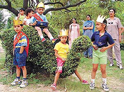 Tiny tots of the Evergreen Academy counselling centre take part in healthy baby show held in Topiary Park, Sector 35, Chandigarh, on Sunday.