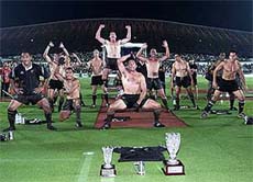 New Zealand players perform the "Hakka" dance 