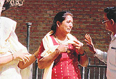 Saroj Kanojia, wife of S.K. Kanojia, a person who got injured in the Jalandhar MiG-21 crash