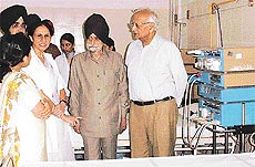 The Advocate General, Punjab, Mr Harbhagwan Singh, with doctors of Guru Teg Bahadur Sahib Charitable Hospital