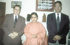 Late Dr Nishat Mallick and Dr E D Rose with Uma Bharti.