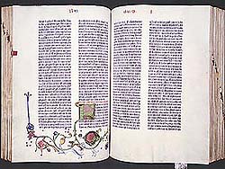 The Gutenberg Bible, on vellum: on display in the Huntington Library, Pasadena