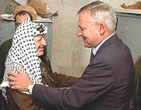 Palestinian President Yasser Arafat welcomes United Nations Development Program Special Representative