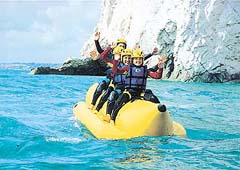 Youngsters take part in the adventure activities