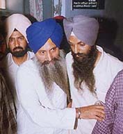 Giani Kewal Singh, a former Jathedar of Takht Sri Damdama Sahib, being taken to jail by policemen