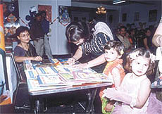 The little angels seem to be taking a breather after the fashion show. 