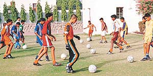 Player attend a camp at Sanjay Public School, Sector 44, on Monday.