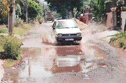 Water accumulated on an inner road due to leakage in the underground pipeline causes a lot of inconvenience to residents of Sector 2, Panchkula. 
