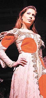 A model in an outfit of Russel Sage