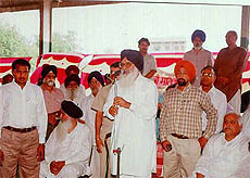 Parkash Singh Badal addresses a poll rally