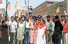 Mr Ripudaman Sharma of the Bharatiya Janata Party takes out a rally
