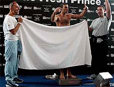 Britain's Prince Naseem Hamed weighs in naked