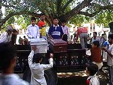 People from the Hira Nagar sector shift to a migrant camp