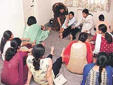 Expectant mothers at an antenatal exercise session in a clinic in Sector 21, Chandigarh.