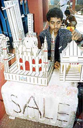 A boy sells his creation