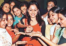 Gladrags Mega Model Simran Sachdeva signs autographs at NIFD, Sector 8, in Chandigarh on Monday.