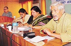 Mr Subhash Medankar speaks at a discussion on female foeticide in the ICSSR Complex, Panjab University, Chandigarh, on Monday.