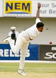 India's Javagal Srinath bowls against the West Indies 