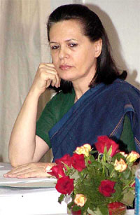 Congress President Sonia Gandhi at the Congress Working Committee meeting