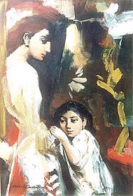 Subroto Gangopadhaya�s painting of a doting mother. 