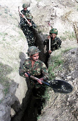 Army jawans busy digging trenches