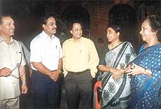Modern School principal Lata Vaidyanathan (second from right) announces the start of the Lala Rabhubir Singh Memorial Cricket Tournament in the Capital. 