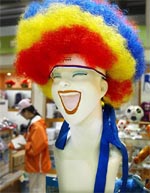 A mannequin with a colourful wig