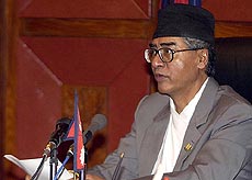 Nepalese Prime Minister Sher Bahadur Deuba  addresses the nation