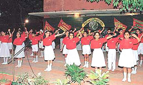 Students of Vivek Nursery and Preparatory School, Sector 9, during a �poetry day� performance in Chandigarh on Friday.