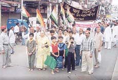 A rally organised by Jain Paath Samiti, Dharampura, to spread the message of vegetarianism and environmentalism in the Capital on Sunday.
