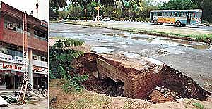 A broken communication tower in Sector 35 